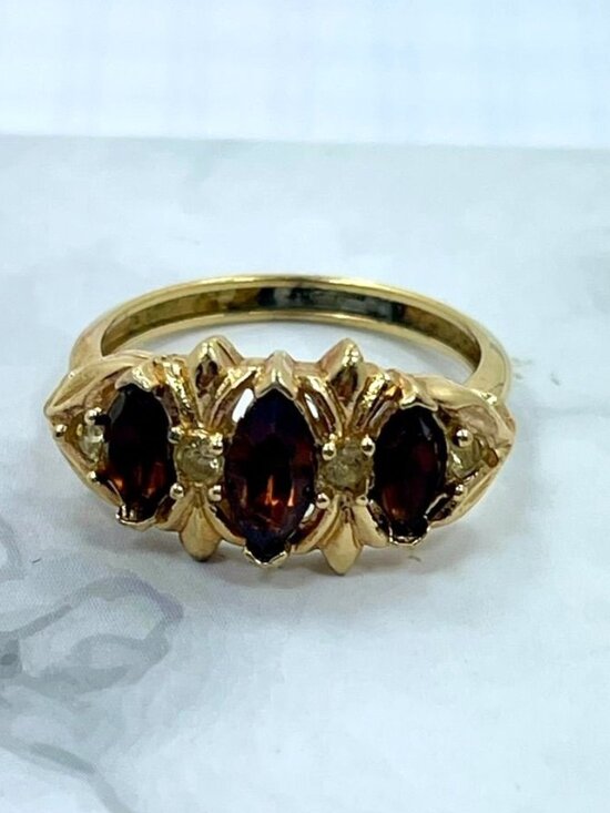 Avon Jewelry - 1973 Avon Royal Occasion Topaz Rhinestone Gold Tone Ring Size 7.5